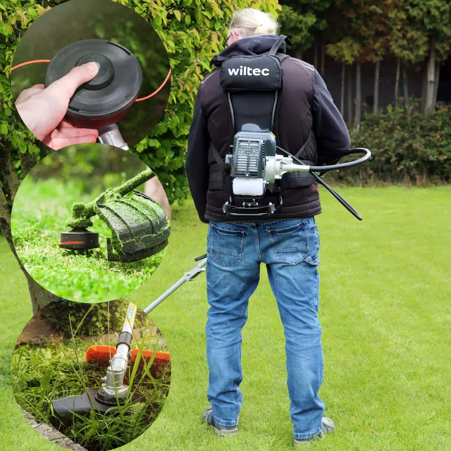 Wiltec 2-in-1 Backpacker Multifunktionsgerät 2-Takt Motor Rucksack Rasentrimmer