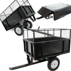 Wiltec Kippanhänger 166,5x77,5x106cm 300kg Rasentraktor Kipper Kippmulde Garten