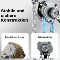 Wiltec Mini Hebelzug bis 6t Handkettenzug 1,5m Hubhöhe Kettenzug Hebezeug