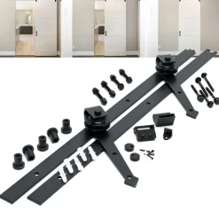 Wiltec Schiebetürsystem 183cm 90kg 35-40mm Schiebetürbeschlag Eisen schwarz