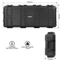 Wiltec Waffenkoffer 109,8x41,5x15,5cm Langwaffenkoffer Gewehrkoffer TSA Schloss