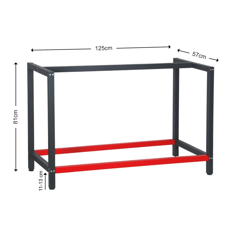 Wiltec Werkbank Gestell 125x57x81cm Stahl Werkbankgestell Tischgestell Werktisch