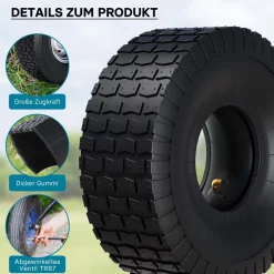 Wiltec 2xReifenmantel 2xSchlauch 15x6.00-6 4pr Winkelventil Rasentraktor Mäher