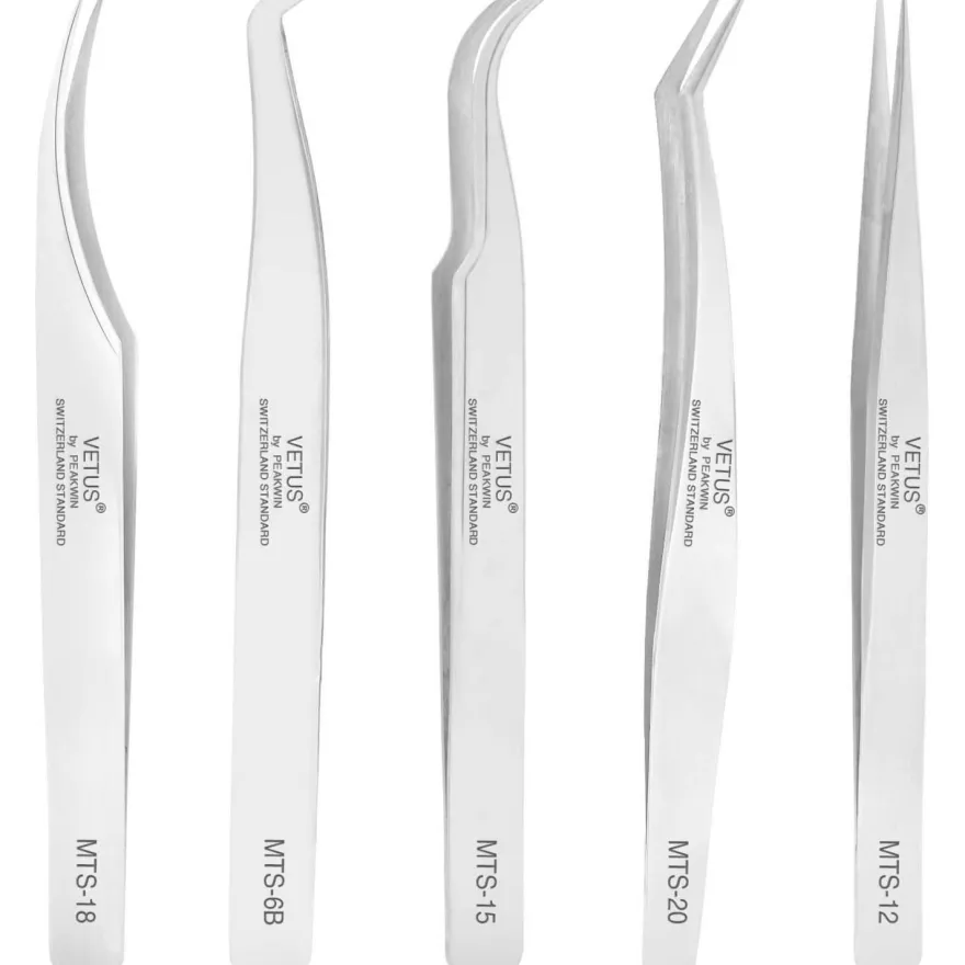 Wimpernpinzette Set 5 Stück Edelstahl Profi Wimpernverlängerung Nagelkunst