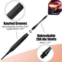 WIN. MAX Dartpfeile Set 12 Stück Soft Darts 18g Profi Schwar mit Etui