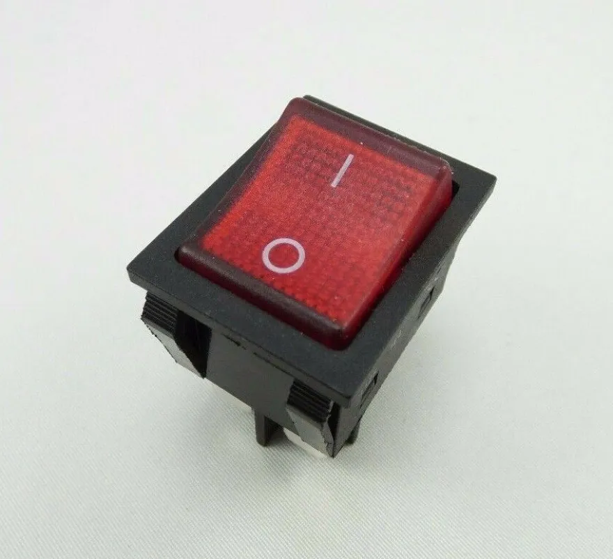Wippenschalter rot 30A 250V mit Wasserdichte Abdeckung, 4pin beleuchtet