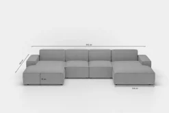 Wohnlandschaft U-Form CELES Premium XS in Stoff Opera Velvet Beige