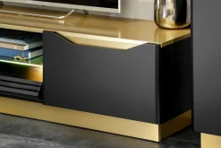 Wohnwand Modern FAME Wohnzimmer Wand TV Schrank Vitrine Regal Glass Schwarz Weiss LED