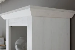 Wohnzimmer Wohnwand Pinie weiß Schrankwand mit Sideboard Landhaus Hooge 293 cm