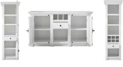 Wohnzimmer Wohnwand Pinie weiß Schrankwand mit Sideboard Landhaus Hooge 293 cm