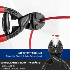 Workpro Bolzenschneider Mini Cr-V Stahl 210mm mit gehärteten Backen und Feder