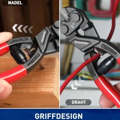 Workpro Bolzenschneider Mini Cr-V Stahl 210mm mit gehärteten Backen und Feder