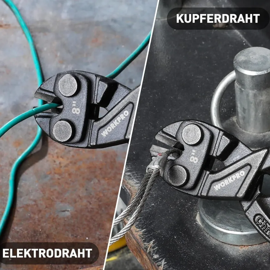Workpro Bolzenschneider Mini Cr-V Stahl 210mm mit gehärteten Backen und Feder