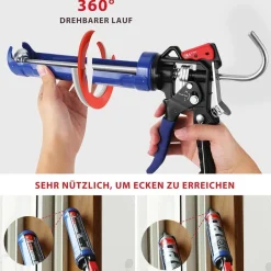 Workpro Kartuschenpresse 18:1 9:1 Übersetzung Silikonspritze 360° Drehrahmen