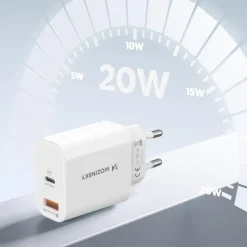 Wozinsky WLS-20W Ladegerät 20 W USB-C PD USB-A QC 3.0 inkl. 1 m Kabel