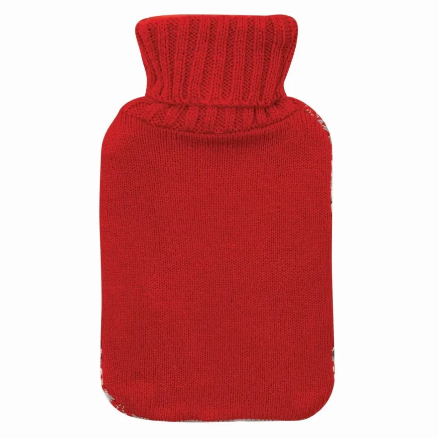 Wärmflasche 750 ml Naturkautschuk mit Bezug - Zickzack Design, weich & kuschelig