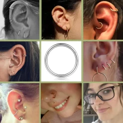 12x Cassieca 16G Edelstahl Piercing Nasen Ohr Lippe Hoop Septum - 6-16MM