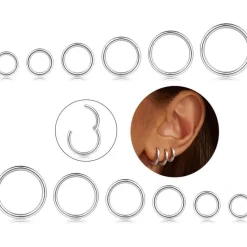 12x Cassieca 16G Edelstahl Piercing Nasen Ohr Lippe Hoop Septum - 6-16MM