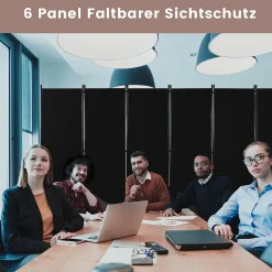 334,5 x 172 cm Raumteiler auf Rollen, Paravent 6-teilig, Trennwand faltbar, aus Stoff