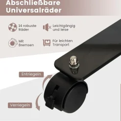 334,5 x 172 cm Raumteiler auf Rollen, Paravent 6-teilig, Trennwand faltbar, aus Stoff