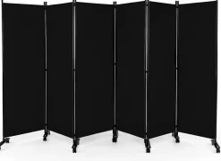 334,5 x 172 cm Raumteiler auf Rollen, Paravent 6-teilig, Trennwand faltbar, aus Stoff