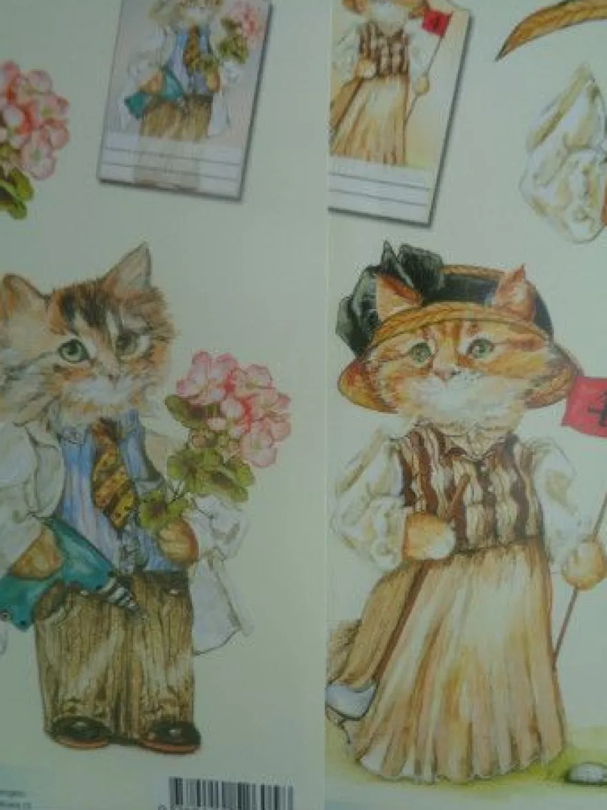 2 x 3D Bogen Doe Maar Brownen Ross süsse vermenschlichte Katzen Golf Angeln Liebe