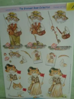 2 x 3D Bogen Doe Maar Brownen Ross süsse vermenschlichte Katzen Golf Angeln Liebe