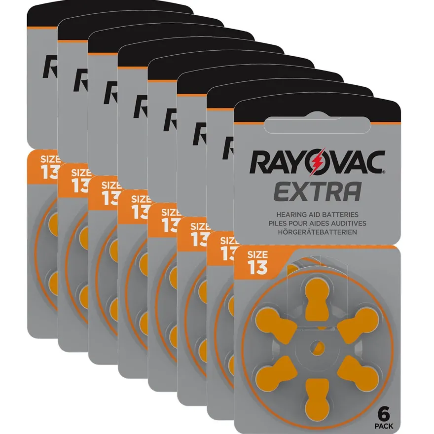 8x 6er Blister Rayovac Hörgerätebatterien 13 Extra Advanced 1,45V 310mAh PR48