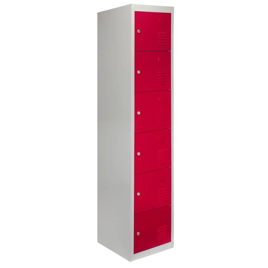3 x Fächerschrank Umkleideschrank Schließfach Spind Schrank Metallschrank Rot