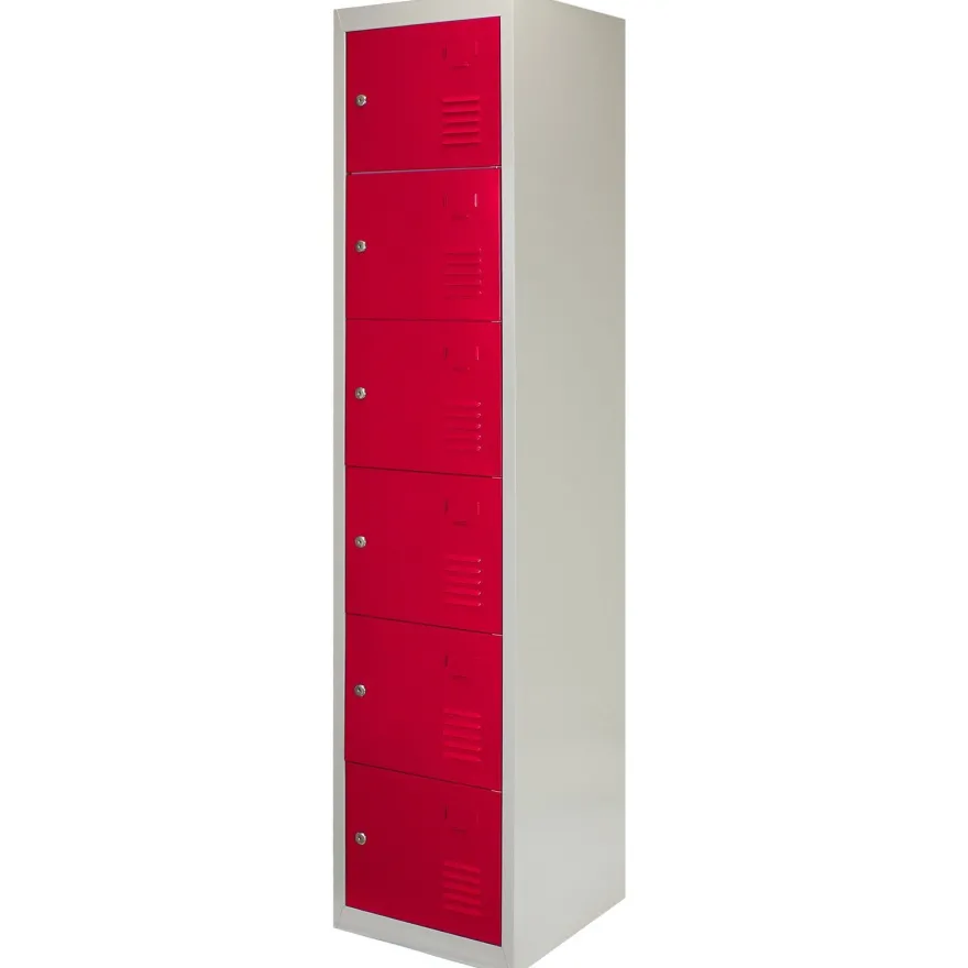 3 x Fächerschrank Umkleideschrank Schließfach Spind Schrank Metallschrank Rot