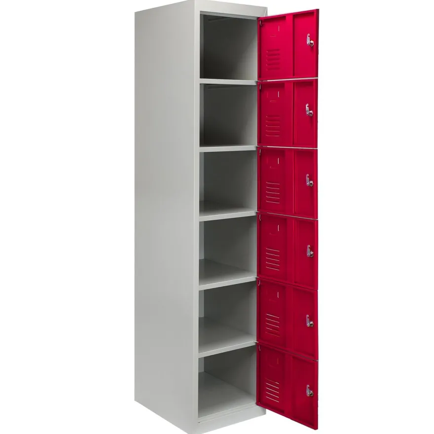 3 x Fächerschrank Umkleideschrank Schließfach Spind Schrank Metallschrank Rot