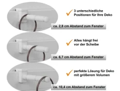 4x Fensterhaken/Dekohaken mit Distanzhalter, Klemmbereich 10-27 mm