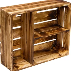 3 x flache Holzkiste Traute geflammt