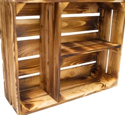 3 x flache Holzkiste Traute geflammt