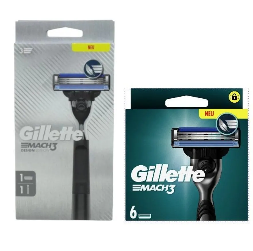 7x Gillette MACH3 Rasierklingen + Rasierer , Original Klingen neu & OVP