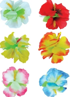 6 x Haarspange mit Hibiskus Blüte bunt Hawaii Hair Clip Haarclip Hula
