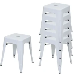 6x Hocker HWC-A73, Metallhocker Sitzhocker, Metall Industriedesign stapelbar