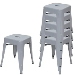 6x Hocker HWC-A73, Metallhocker Sitzhocker, Metall Industriedesign stapelbar