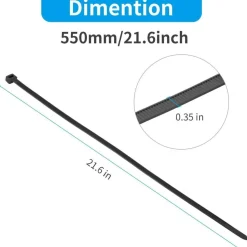 XINGO 100 Stück Kabelbinder Schwarz, 550mm x 9mm breit, UV Beständig