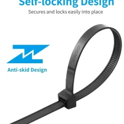 XINGO 100 Stück Kabelbinder Schwarz, 550mm x 9mm breit, UV Beständig