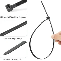 XINGO 100 Stück Kabelbinder Schwarz, 550mm x 9mm breit, UV Beständig
