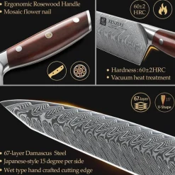 XINZUO Damaststahl Kochmesser 21cm Kiritsuke Chefmesser Gyuto Küchenmesser