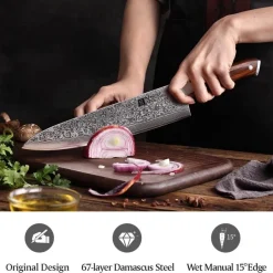 XINZUO Damaststahl Kochmesser 25.5cm Profi Chefmesser ergonomisch Rose