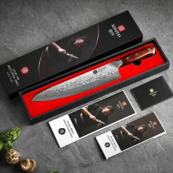 XINZUO Damaststahl Kochmesser 25.5cm Profi Chefmesser ergonomisch Rose