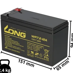 2x Kung Long AGM Akku 12V 7,2Ah passend für Alber scalamobil S10/S20