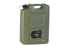 4 x 20 Liter Benzinkanister inklusive 4 Auslaufrohre Farbe oliv