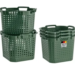 5x Obstkorb 25L grün Gartenkorb Gemüsekorb stapelbar Erntekorb Kartoffelkorb