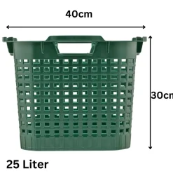 5x Obstkorb 25L grün Gartenkorb Gemüsekorb stapelbar Erntekorb Kartoffelkorb