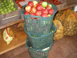 5x Obstkorb 25L grün Gartenkorb Gemüsekorb stapelbar Erntekorb Kartoffelkorb