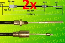 2 x Original Knott Bremsseil 33921-1.07 HL: 830mm GL: 1040mm Anhänger Seilzug